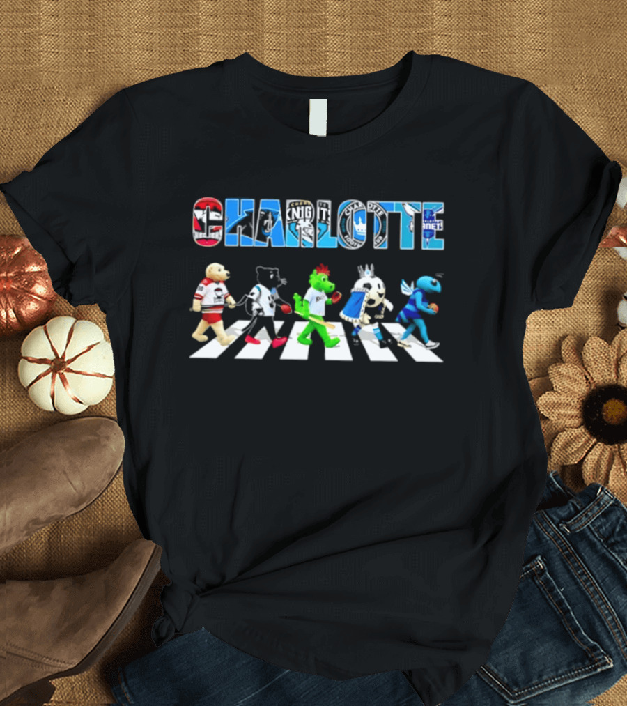 2026 Charlotte Sports Team Mascots Abbey Road Bowling Pin Parade T-Shirt