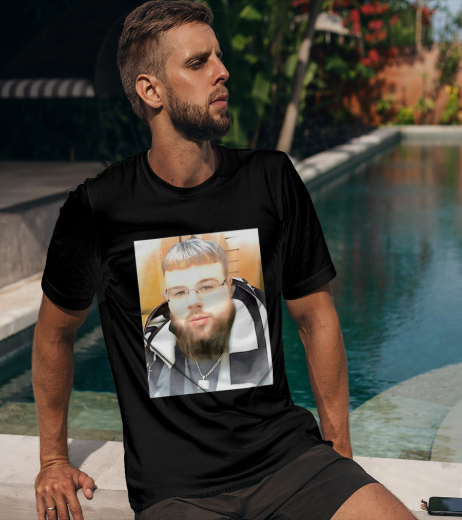 Joeyy Miracle Face Person Wearing Glasses And Chain With Striped Scarf T-Shirt