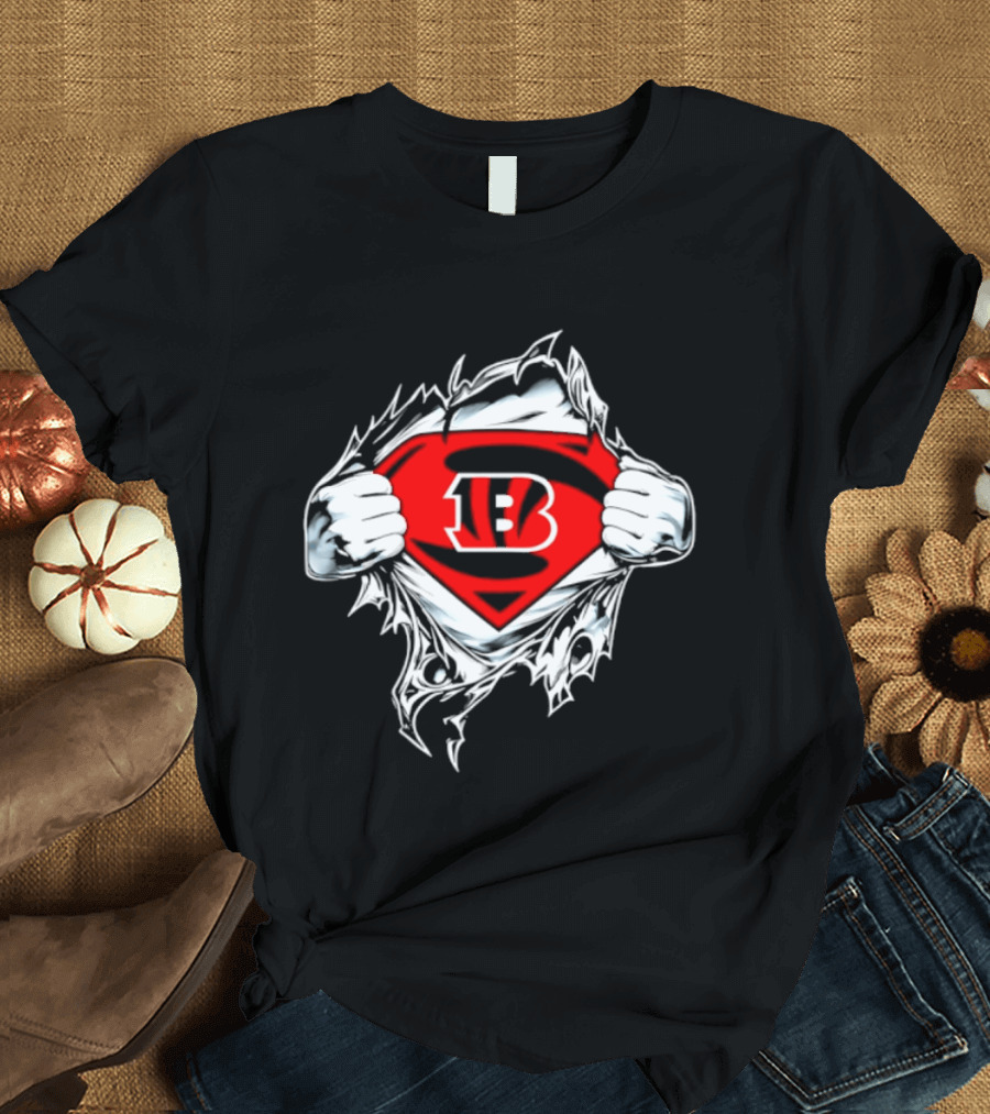 Cincinnati Bengals 13 Superman Symbol Football T-Shirt