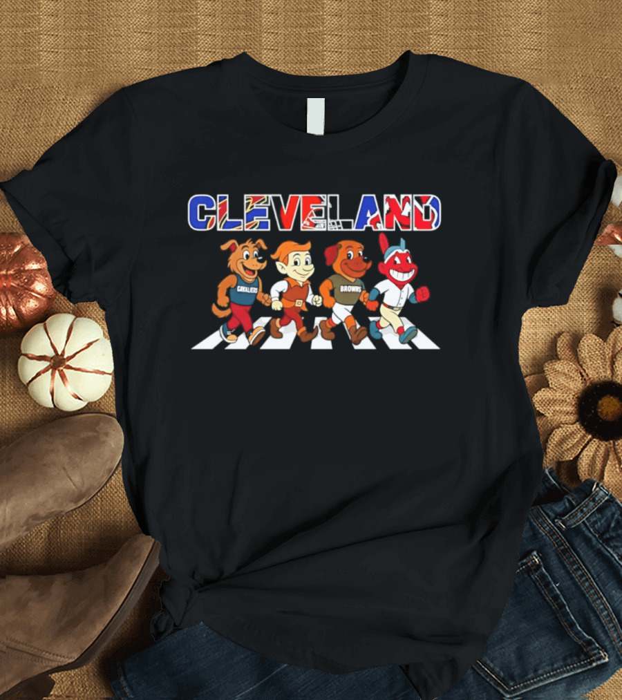 Cleveland Cavaliers Browns Indians Abbey Road Characters 2026 T-Shirt