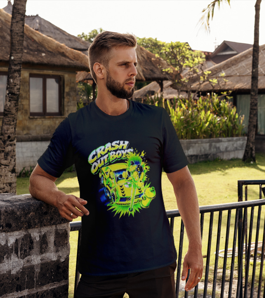 Crash Out Boys Neon Green Punk Streetwear Sludge T-Shirt