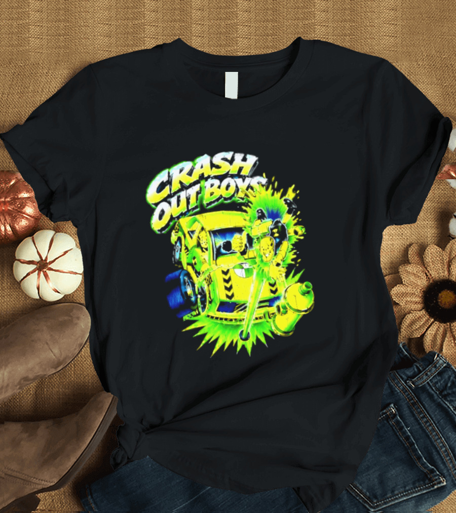 Crash Out Boys Neon Green Punk Streetwear Sludge T-Shirt