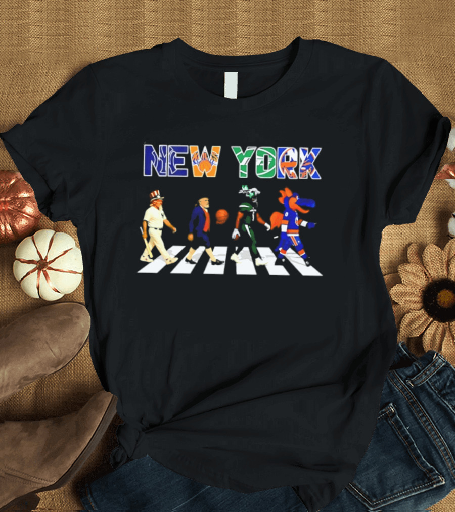 New York Yankees Knicks Jets Islanders Abbey Road Sports T-Shirt