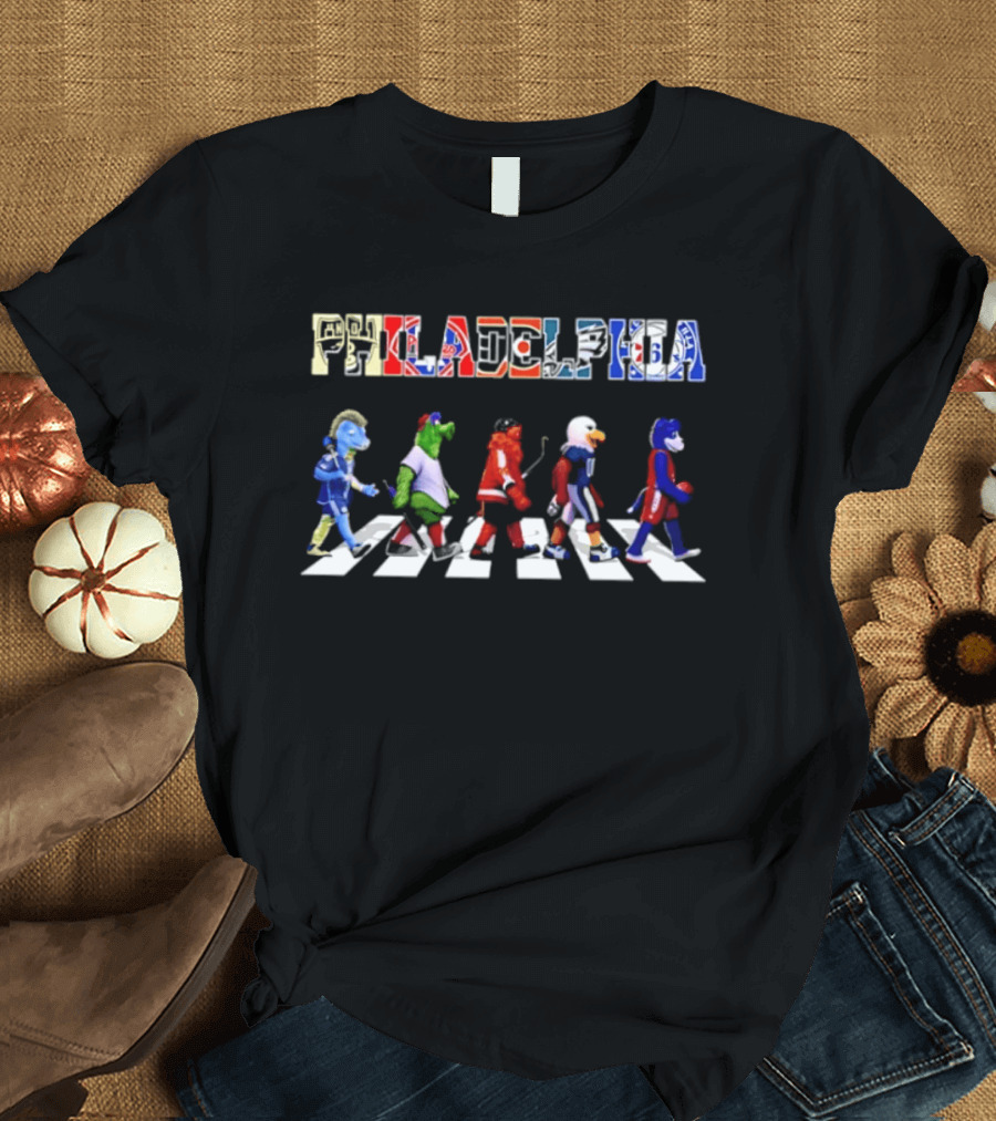 Philadelphia Sports Mascots Abbey Road Walk T-Shirt