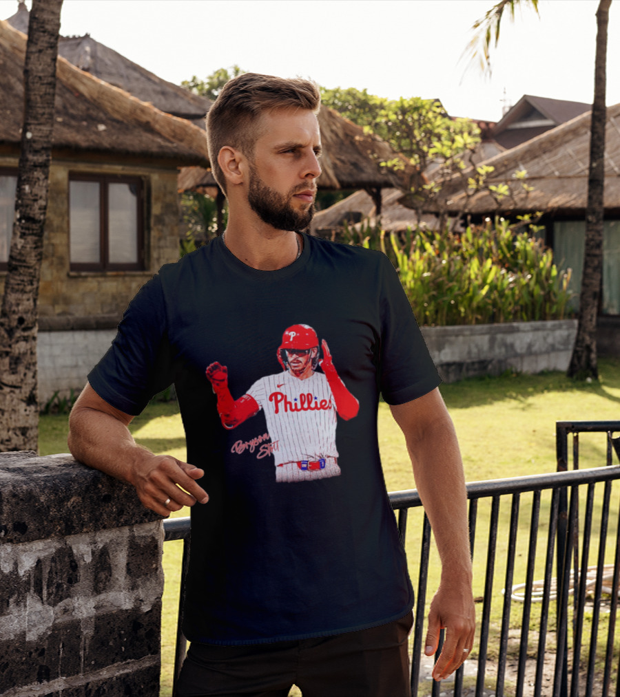 Philadelphia Phillies Bryson Stott Baseball Player Red And White Uniform T-Shirt
