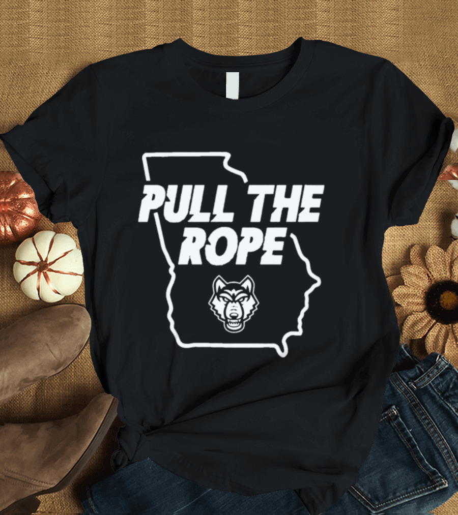 Pull The Rope Georgia Wolf Head Football T-Shirt