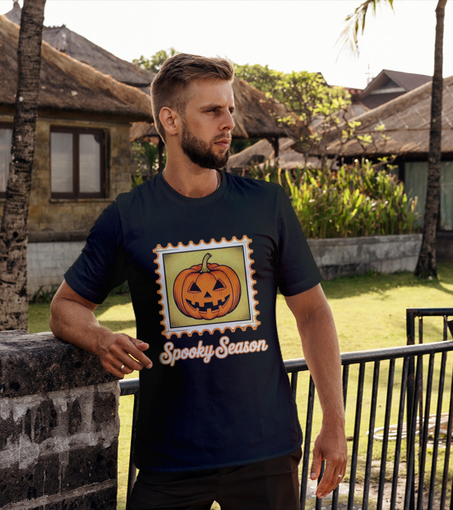 Spooky Season Pumpkin Stamp Halloween T-Shirt