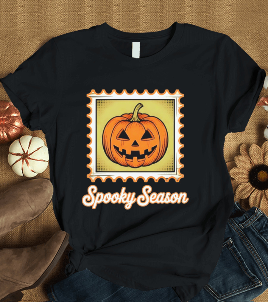Spooky Season Pumpkin Stamp Halloween T-Shirt