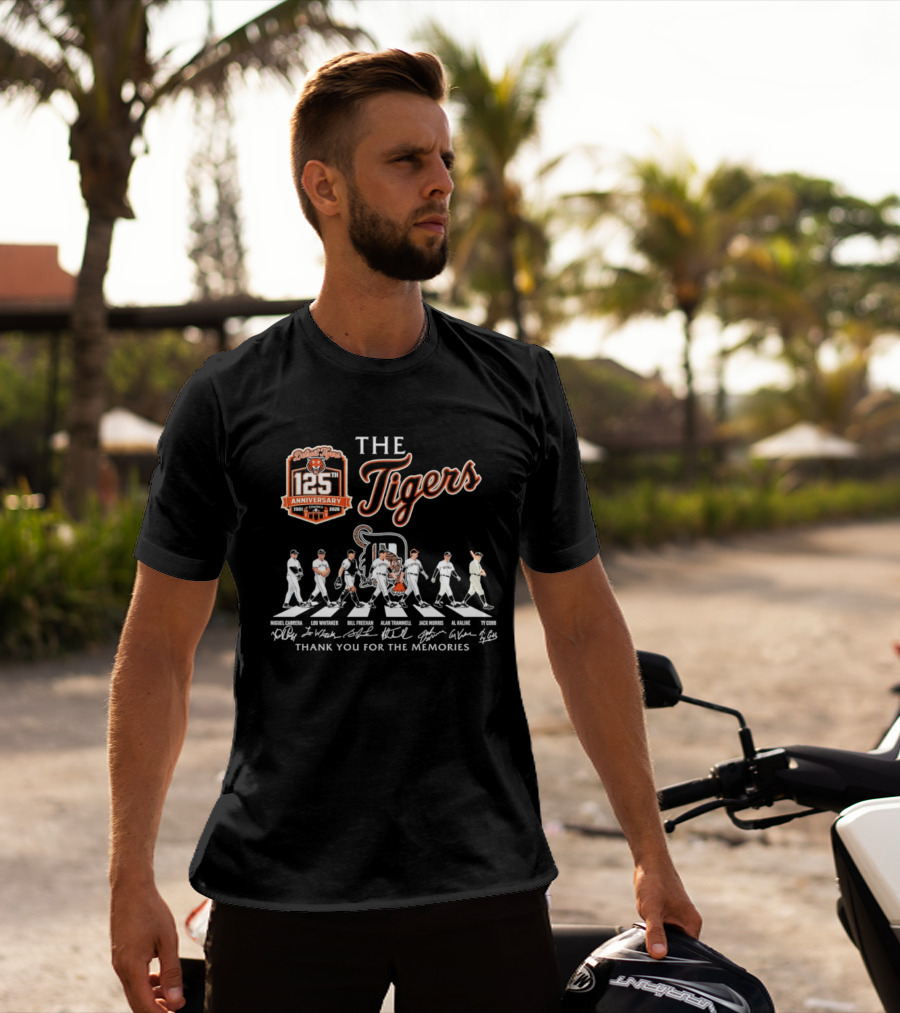 The Detroit Tigers 125th Anniversary Cabrera Whitaker Freehan Trammell Morris Kaline Cobb Thank You For The Memories T-Shirt