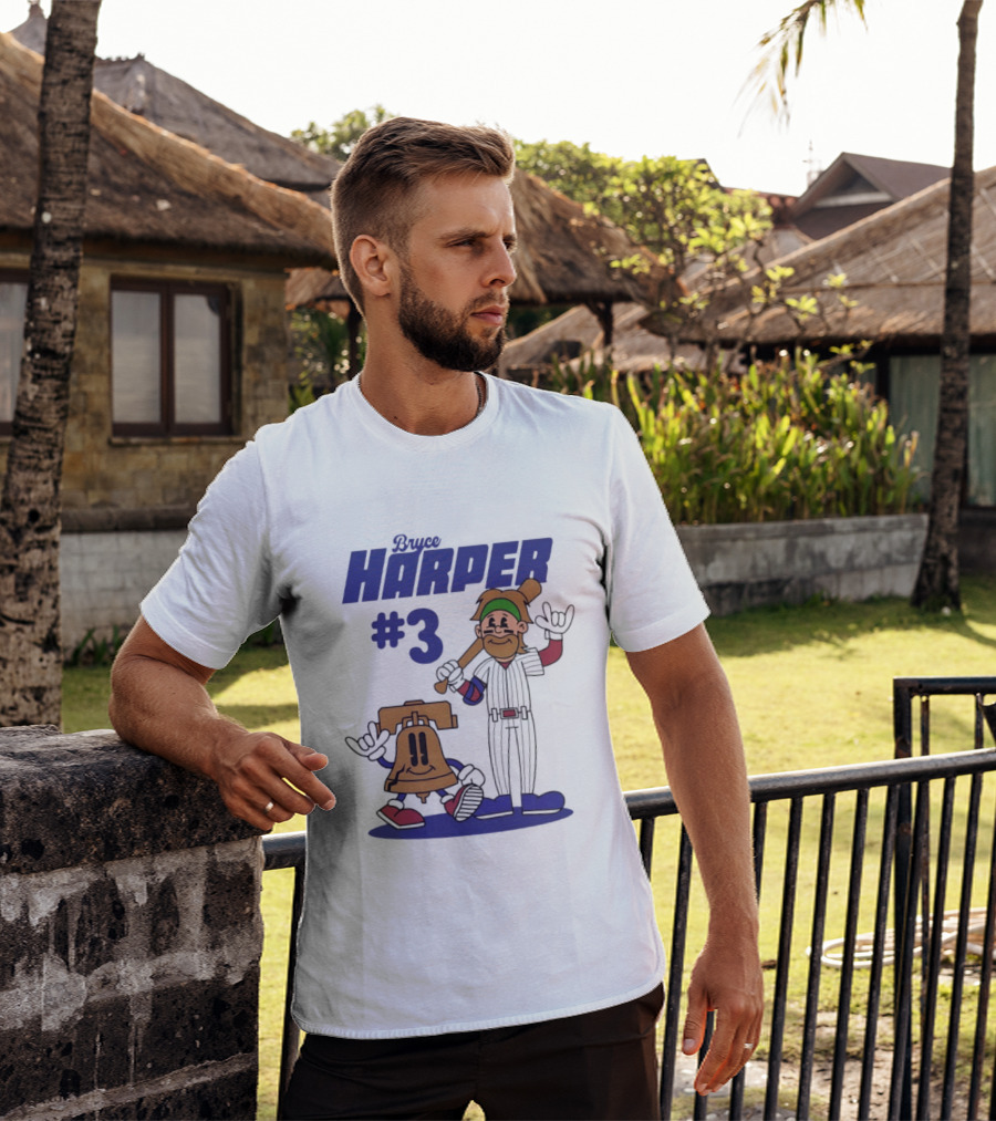 Bryce Harper #3 Philadelphia Phillies MLB Liberty Bell Animated Players T-Shirt