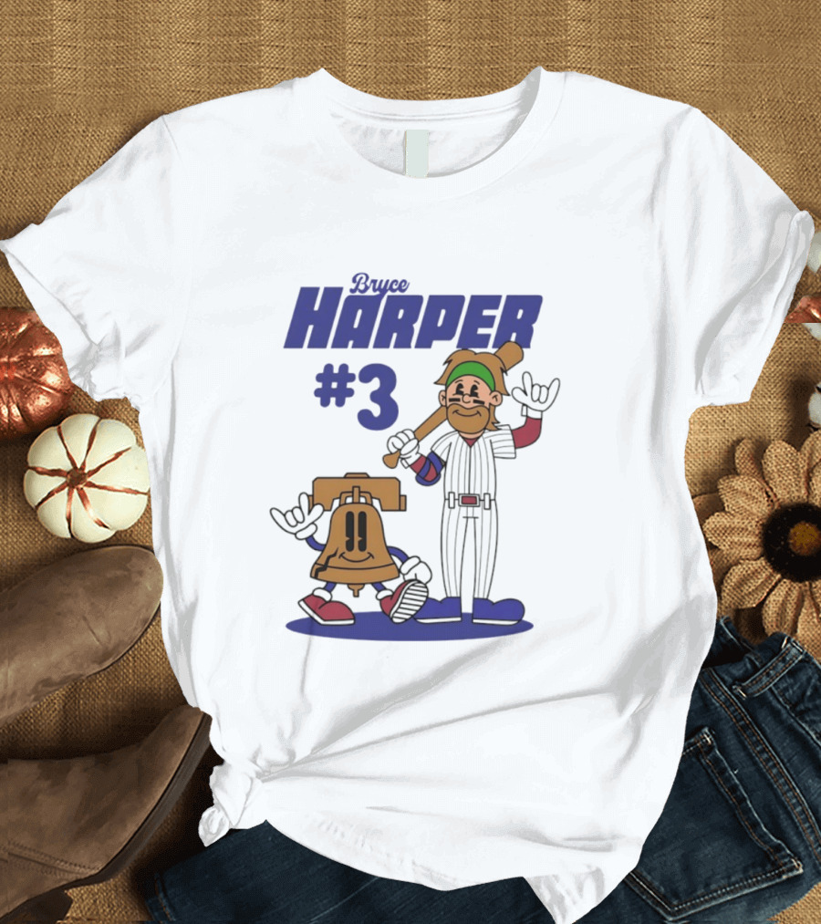 Bryce Harper #3 Philadelphia Phillies MLB Liberty Bell Animated Players T-Shirt