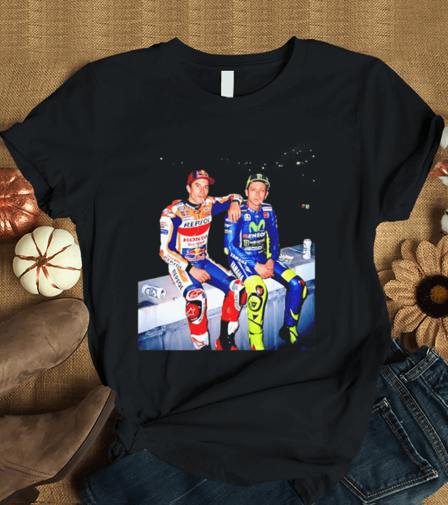 Valentino Rossi Marc Marquez MotoGP Repsol Yamaha Smoking Beer T-Shirt