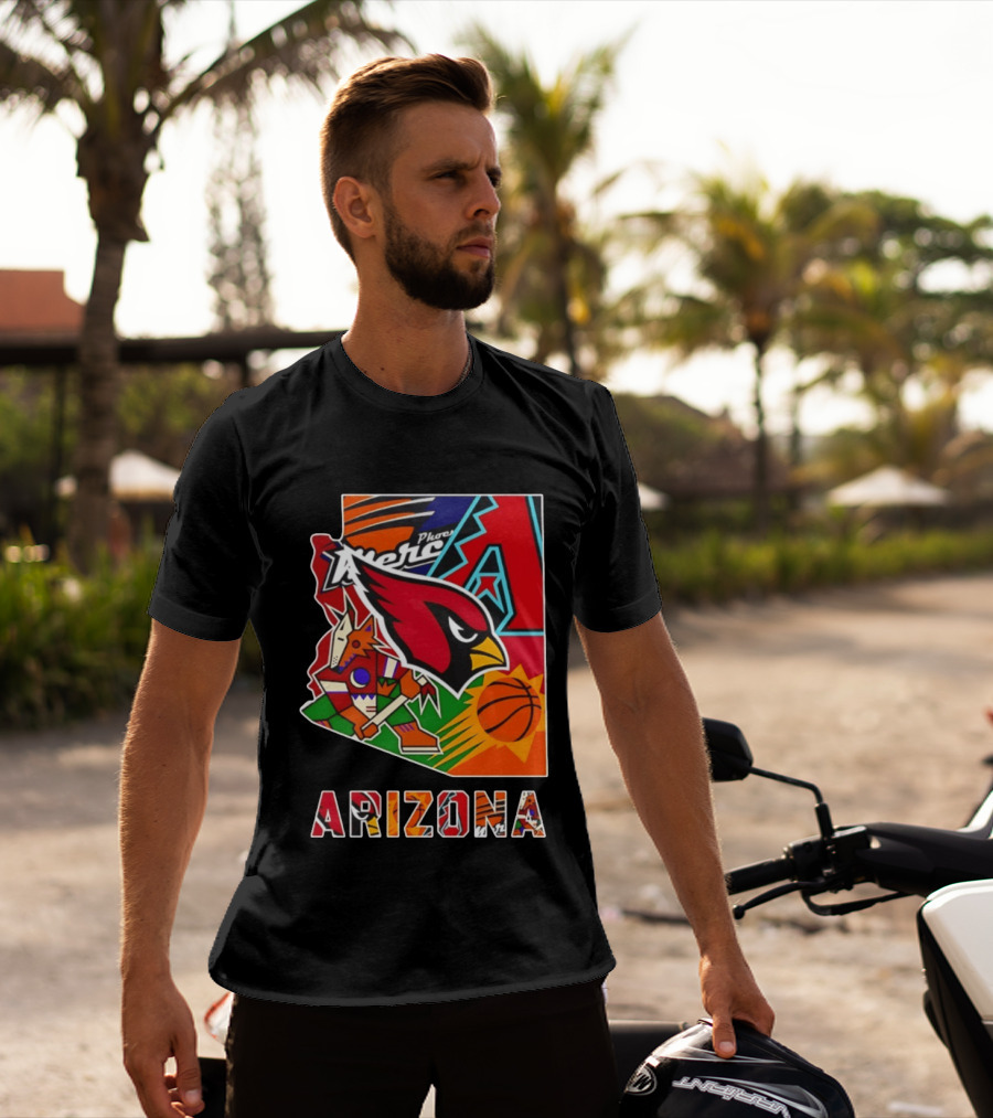 Arizona Cardinals Diamondbacks Suns Mercury Coyotes Sports Teams Map 2026 T-Shirt
