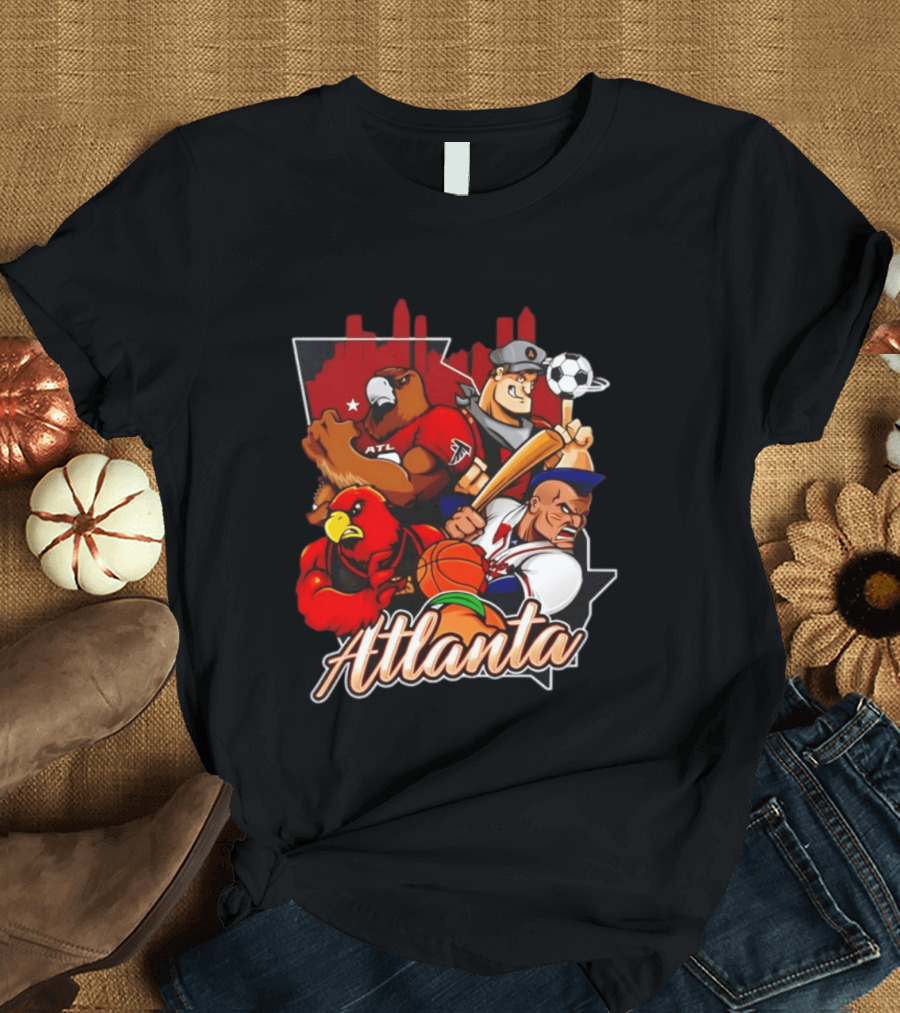 Atlanta Falcons Hawks Braves United Georgia Sports Teams Characters T-Shirt