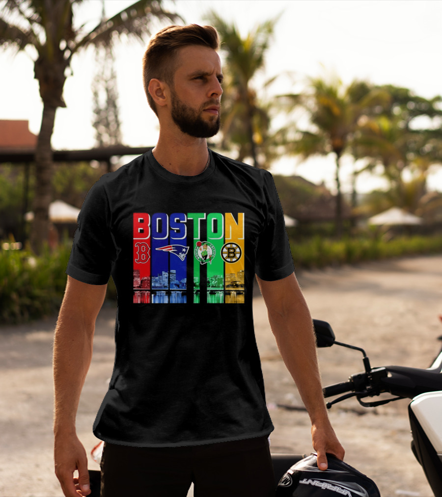 Boston Red Sox Patriots Celtics Bruins Skyline T-Shirt