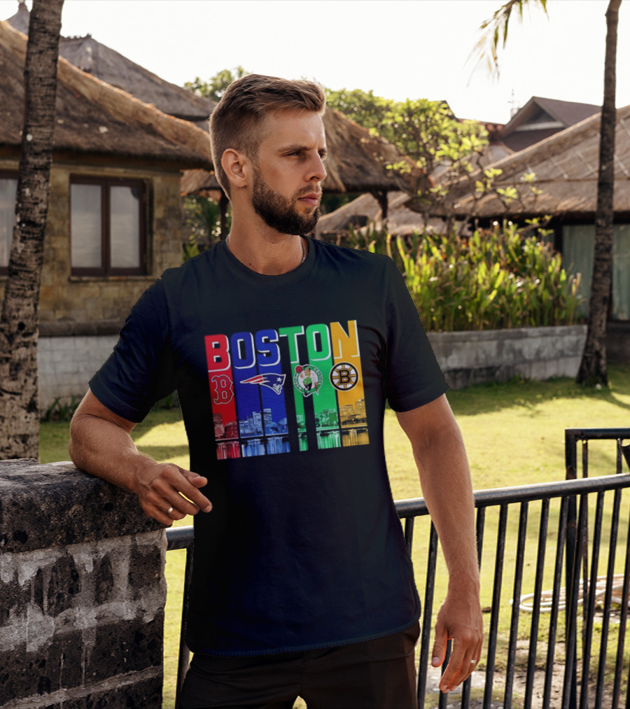 Boston Red Sox Patriots Celtics Bruins Skyline T-Shirt