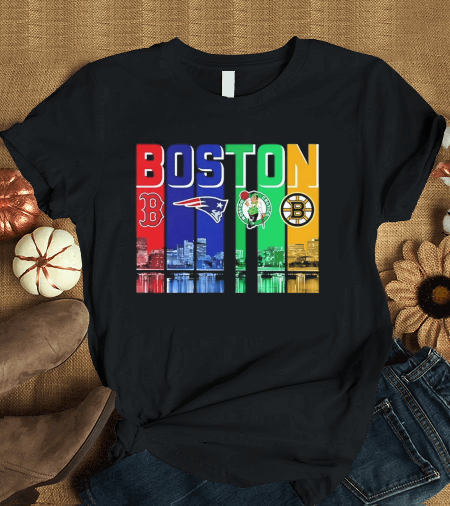 Boston Red Sox Patriots Celtics Bruins Skyline T-Shirt