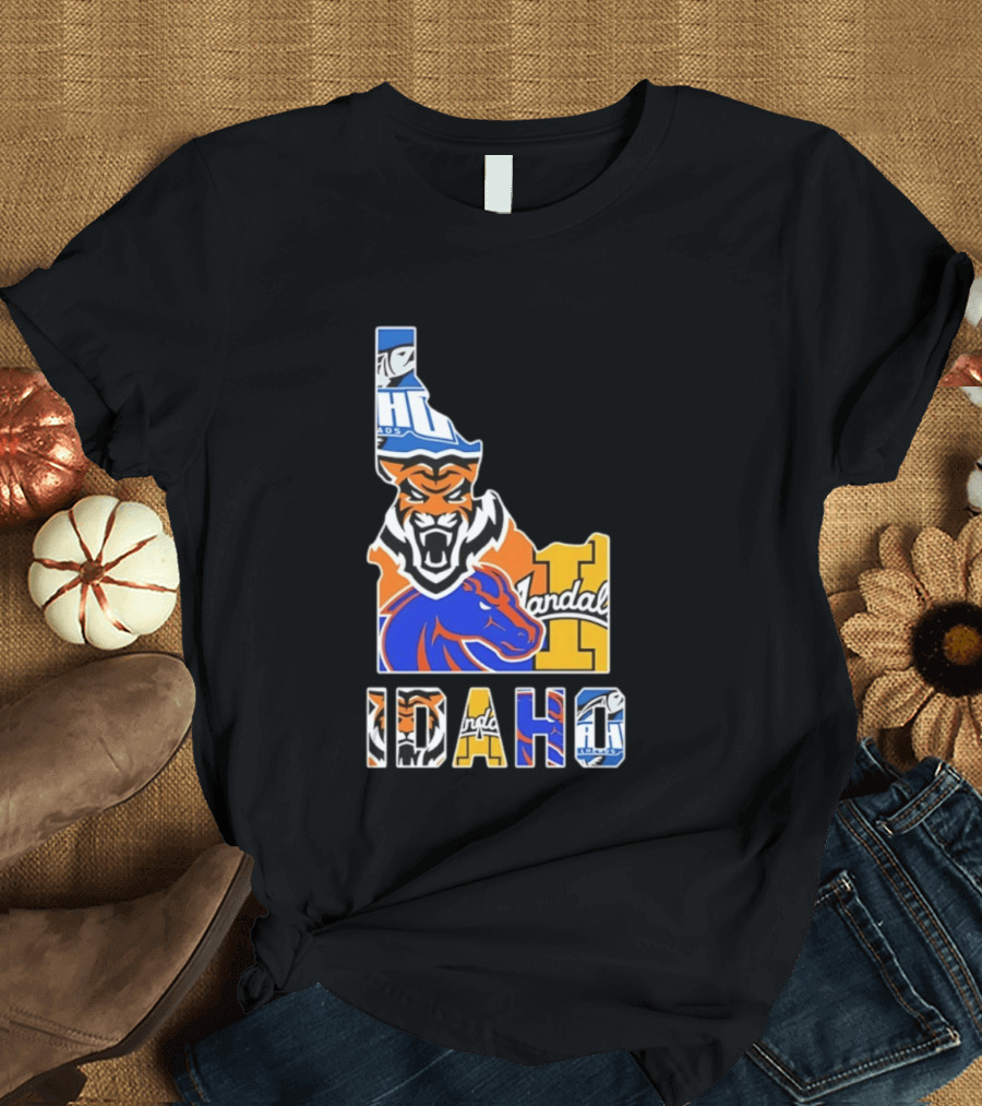 Idaho State Bengals Boise State Broncos Vandals Map Collage 2026 T-Shirt