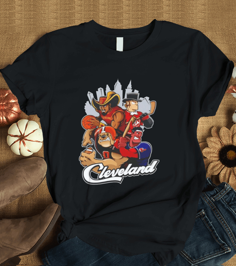 Cleveland Sports Teams Skyline Mashup 2026 T-Shirt