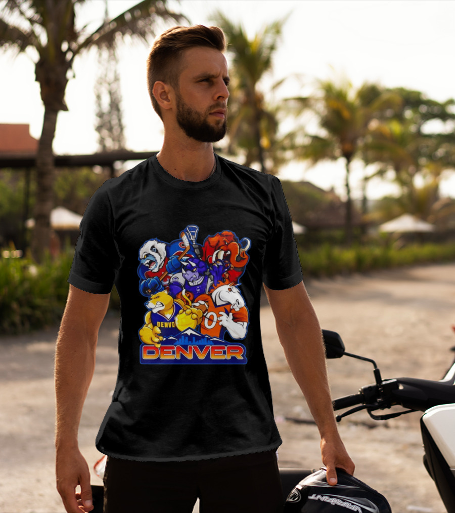 Denver Sports Teams Mascot Collage Featuring Iconic City T-Shirt