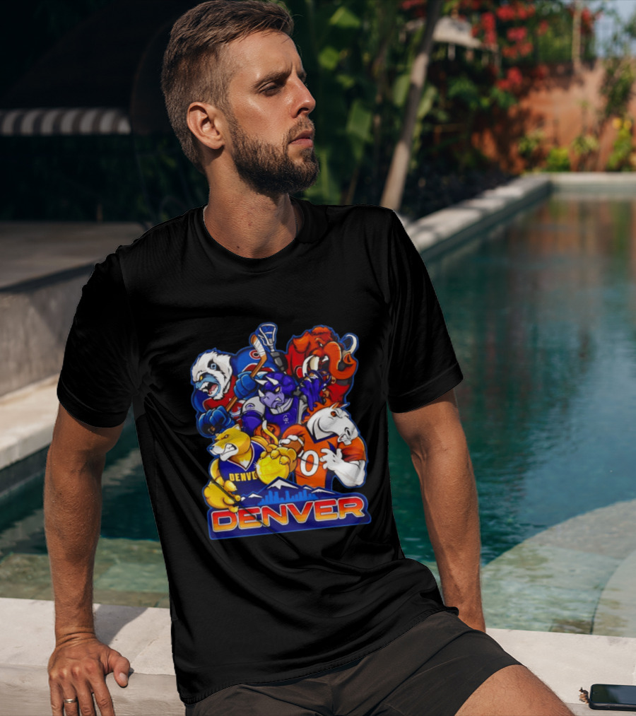 Denver Sports Teams Mascot Collage Featuring Iconic City T-Shirt