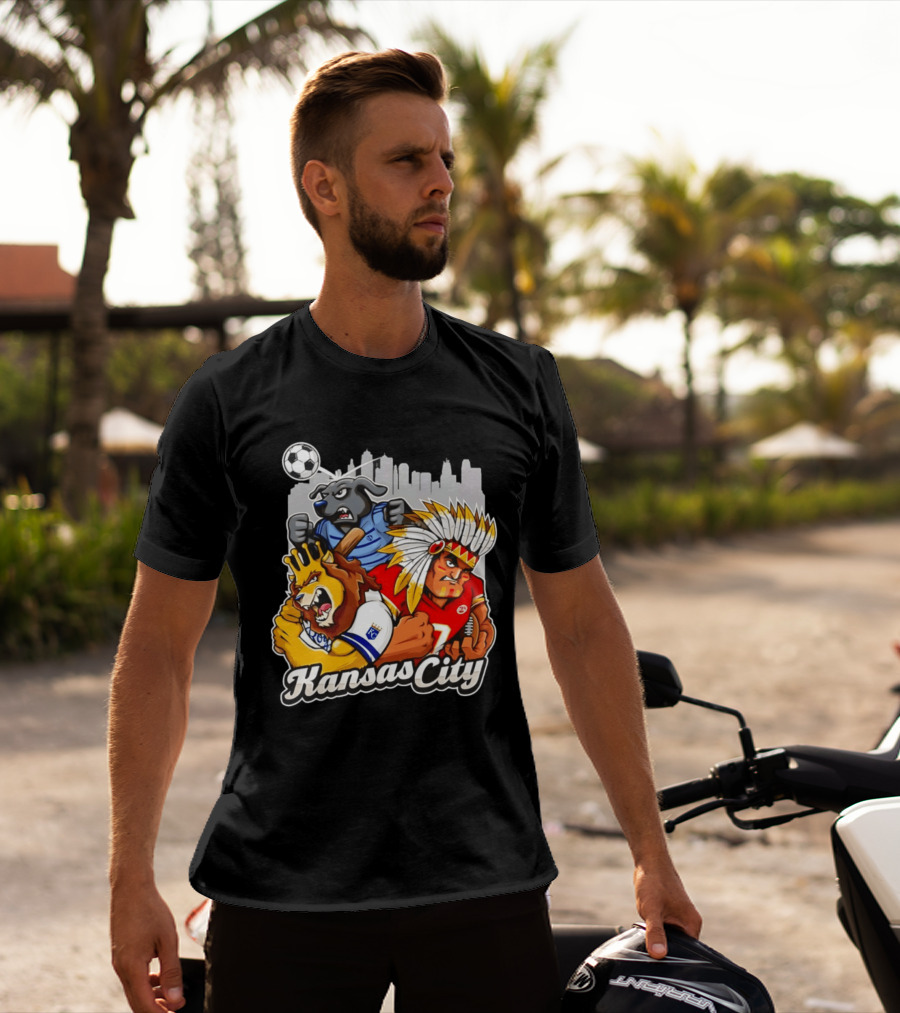 Kansas City Chiefs Royals Sporting KC Cityscape Sports Mashup T-Shirt