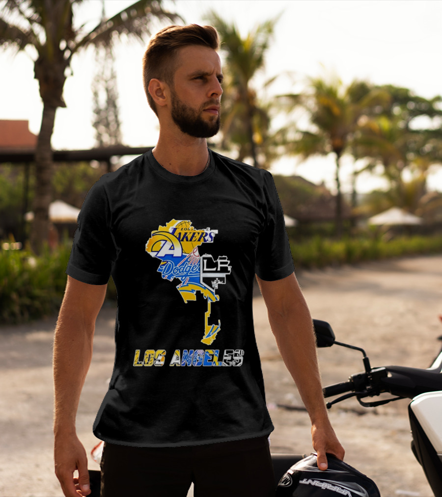 Los Angeles Lakers Dodgers Rams Chargers Kings Map Season 2026 T-Shirt