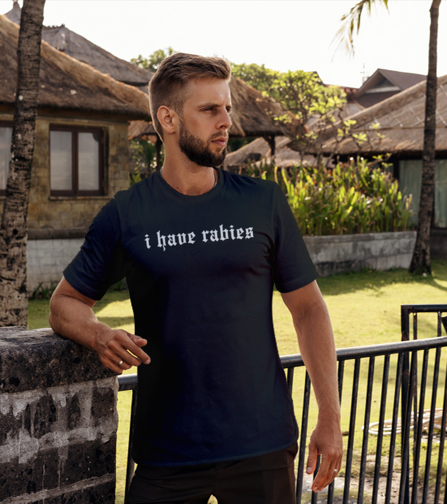 I Have Rabies Rhea Ripley Emblem White Gothic Font T-Shirt