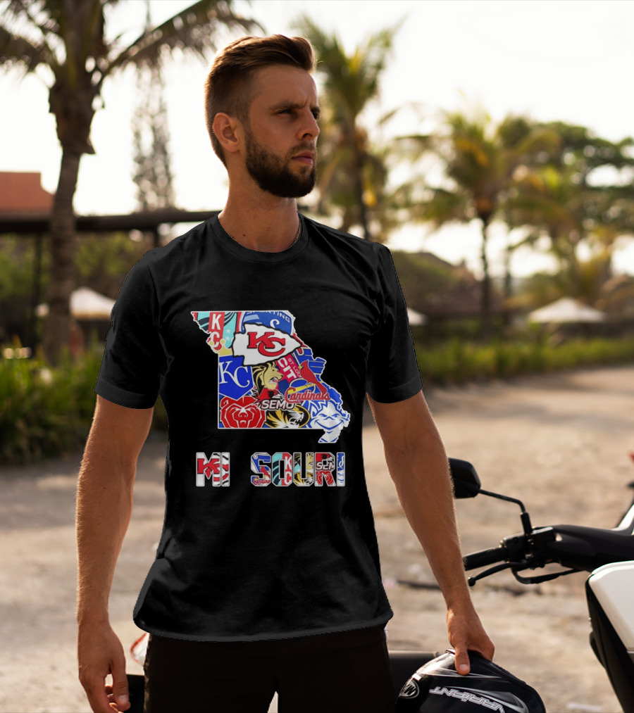 Missouri State KC Chiefs Cardinals SEMO Tigers Sports Map T-Shirt