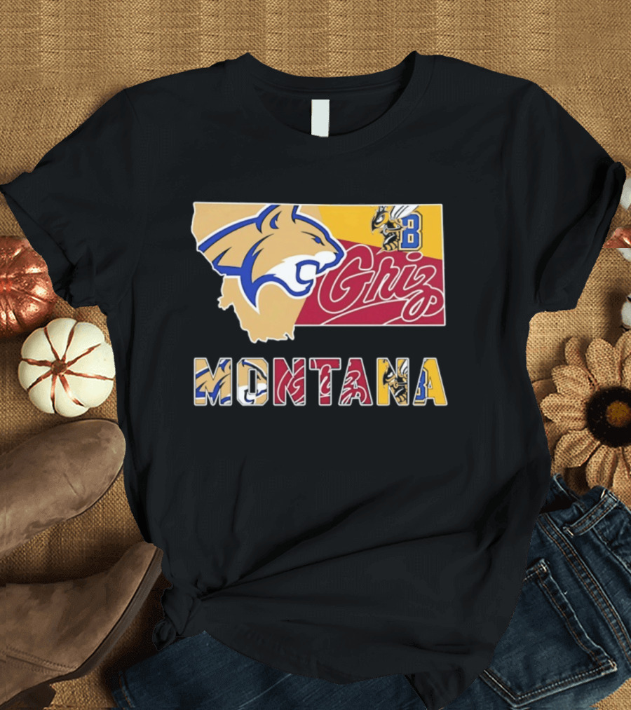 Montana Bobcats Griz 2026 College Football Map T-Shirt