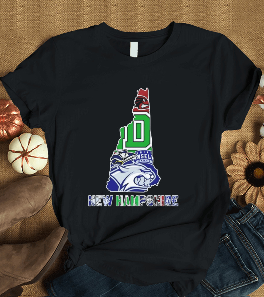 New Hampshire State Map Saint Anselm Hawks Wildcats Dartmouth Big Green 2026 T-Shirt