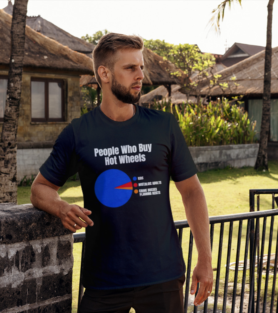 People Who Buy Hot Wheels Nostalgic Adults Crime Bosses Planning Heists Pie Chart T-Shirt