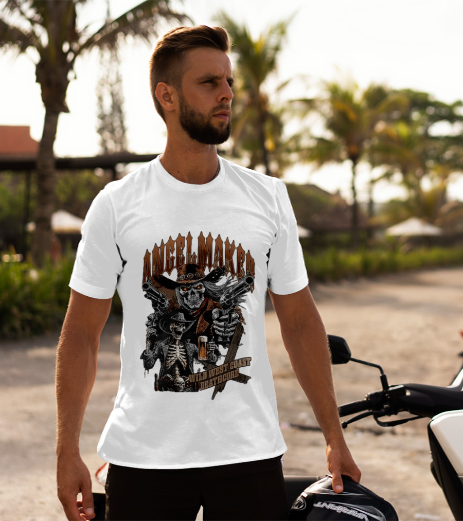 AngelMaker Wild West Coast Deathcore Skeleton Gunslinger Violence T-Shirt