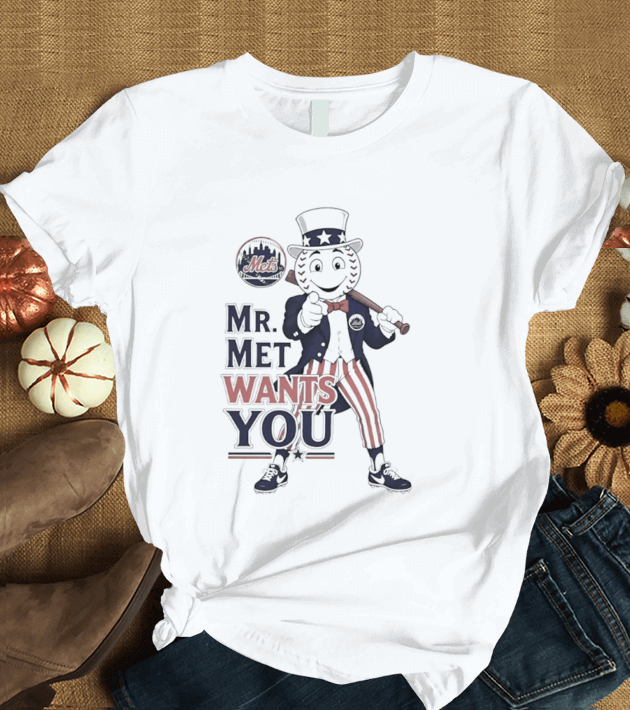 Mr. Met Wants You New York Mets Uncle Sam Baseball Fan T-Shirt