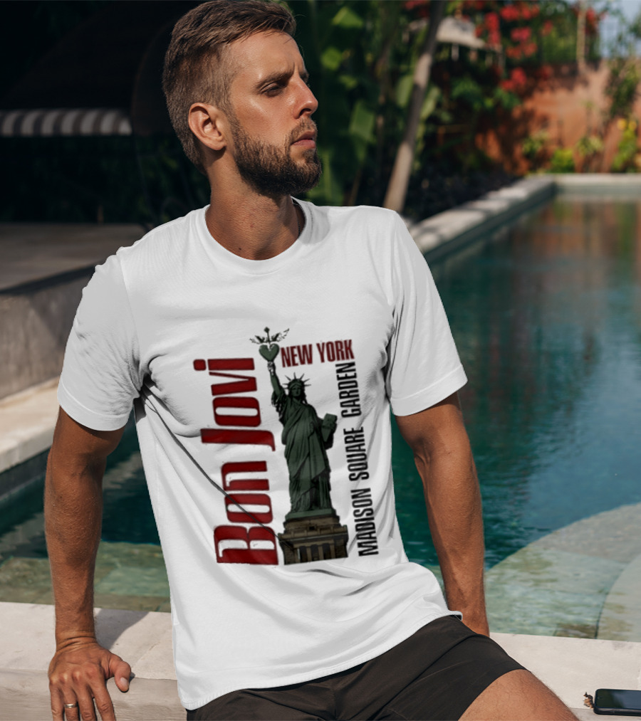 Bon Jovi Statue Of Liberty New York Madison Square Garden T-Shirt
