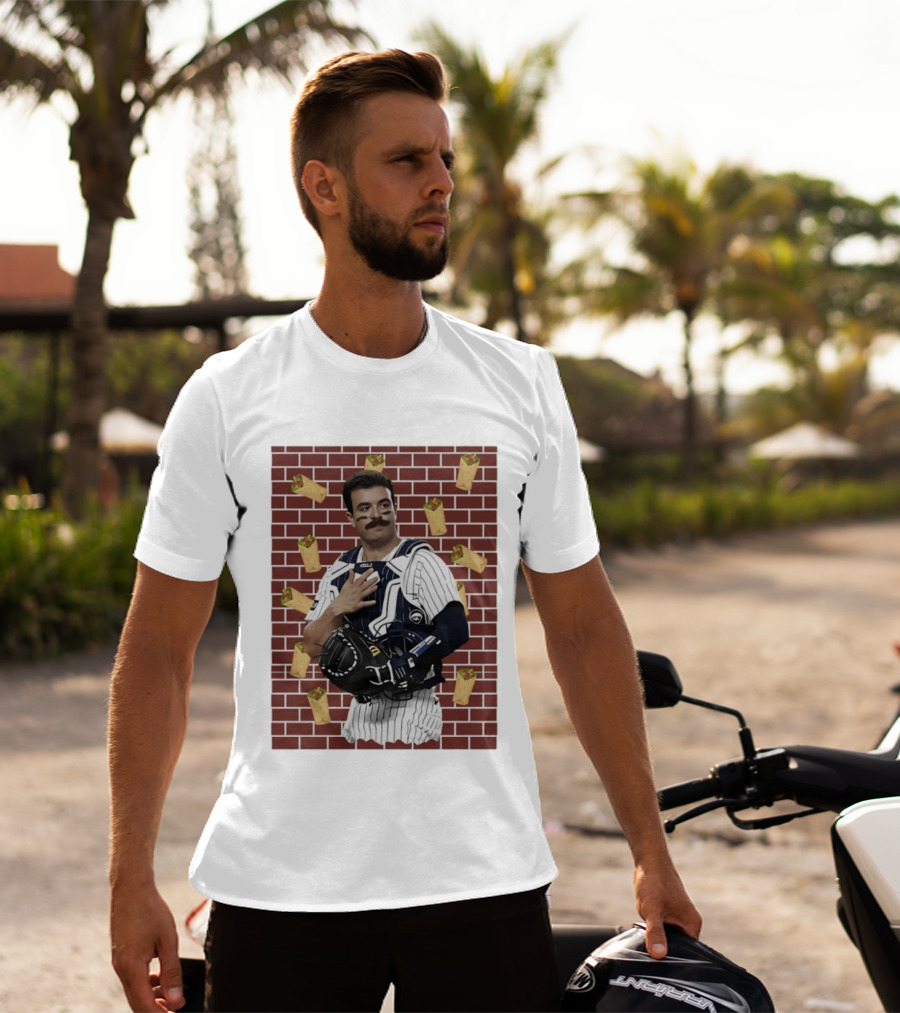 Yankees Austin Wells Catcher With Brick Wall And Burrito T-Shirt