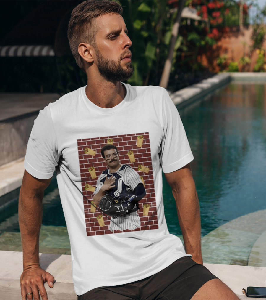 Yankees Austin Wells Catcher With Brick Wall And Burrito T-Shirt