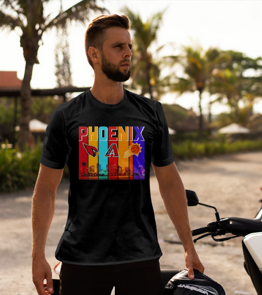 Phoenix Cardinals Diamondbacks Suns Skyline Sports Logos T-Shirt