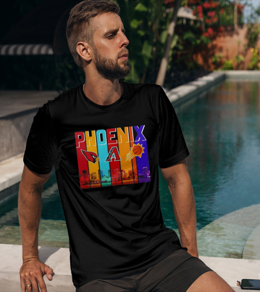 Phoenix Cardinals Diamondbacks Suns Skyline Sports Logos T-Shirt