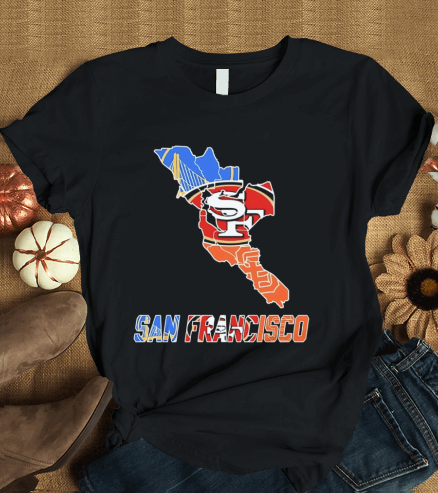 San Francisco State Map Golden State Warriors 49ers 2026 T-Shirt