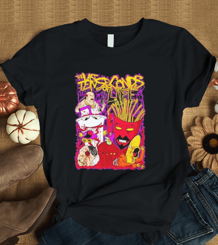 The Last Ten Seconds Of Life Aqua Teen Hunger Force Characters Frylock Master Shake Meatwad Carl T-Shirt