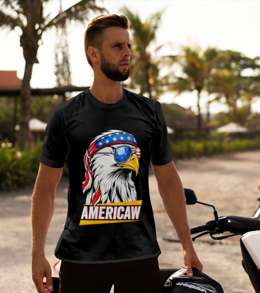Bald Eagle Americaw Bandana American Flag USA T-Shirt