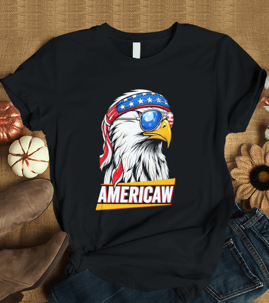 Bald Eagle Americaw Bandana American Flag USA T-Shirt