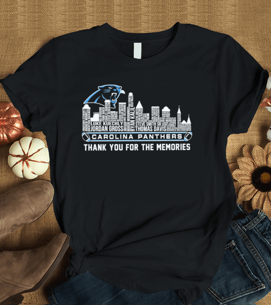 Carolina Panthers City Skyline Player Names Thank You For The Memories T-Shirt