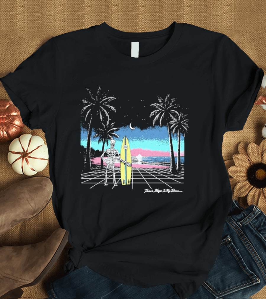 Imagine Dragons There's Magic In My Bones Retro Tropical Surf Scene Palms Sunset Ocean Beach Moon Surfer T-Shirt