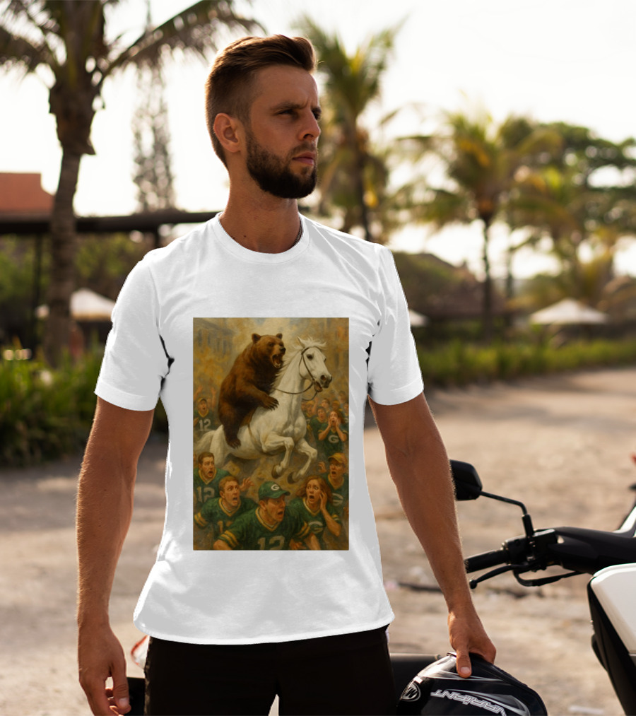 Bear Riding Horse Surprising Green Bay Packers Fans NFL Humor T-Shirt