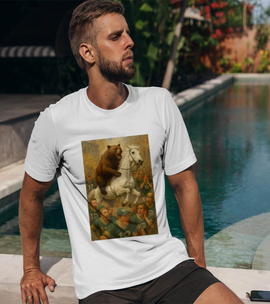 Bear Riding Horse Surprising Green Bay Packers Fans NFL Humor T-Shirt