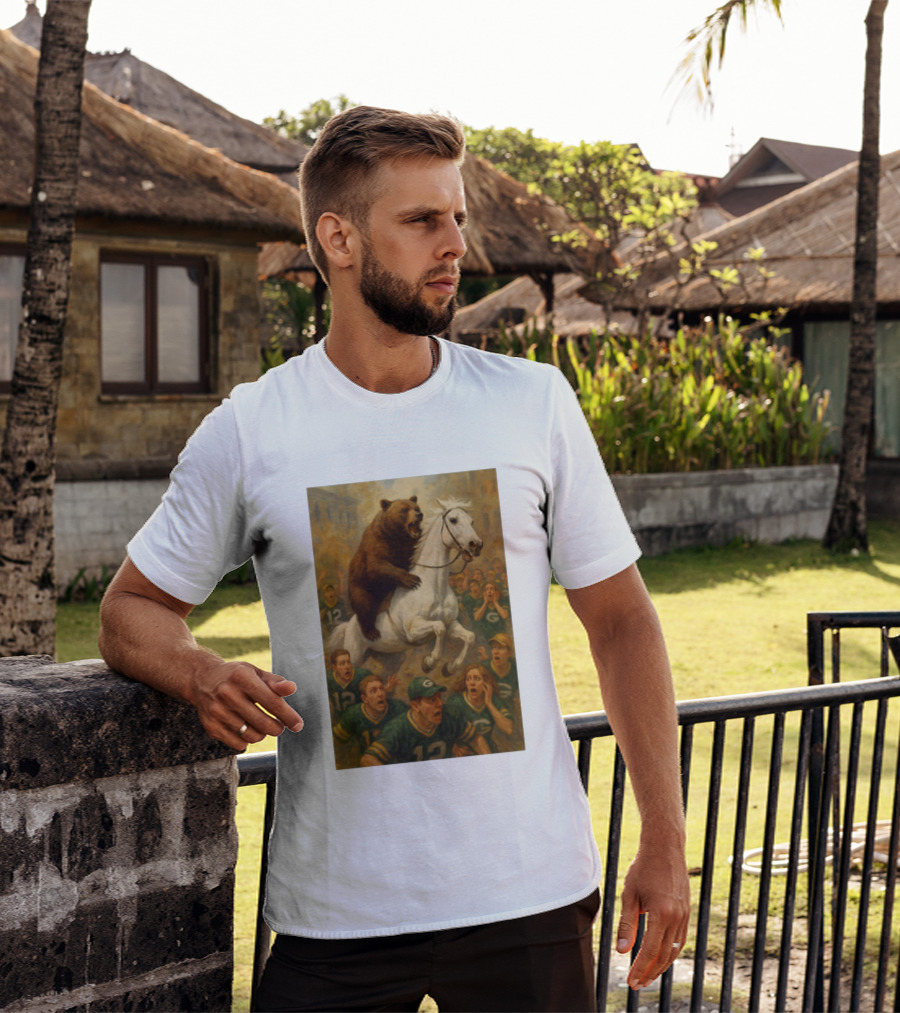 Bear Riding Horse Surprising Green Bay Packers Fans NFL Humor T-Shirt