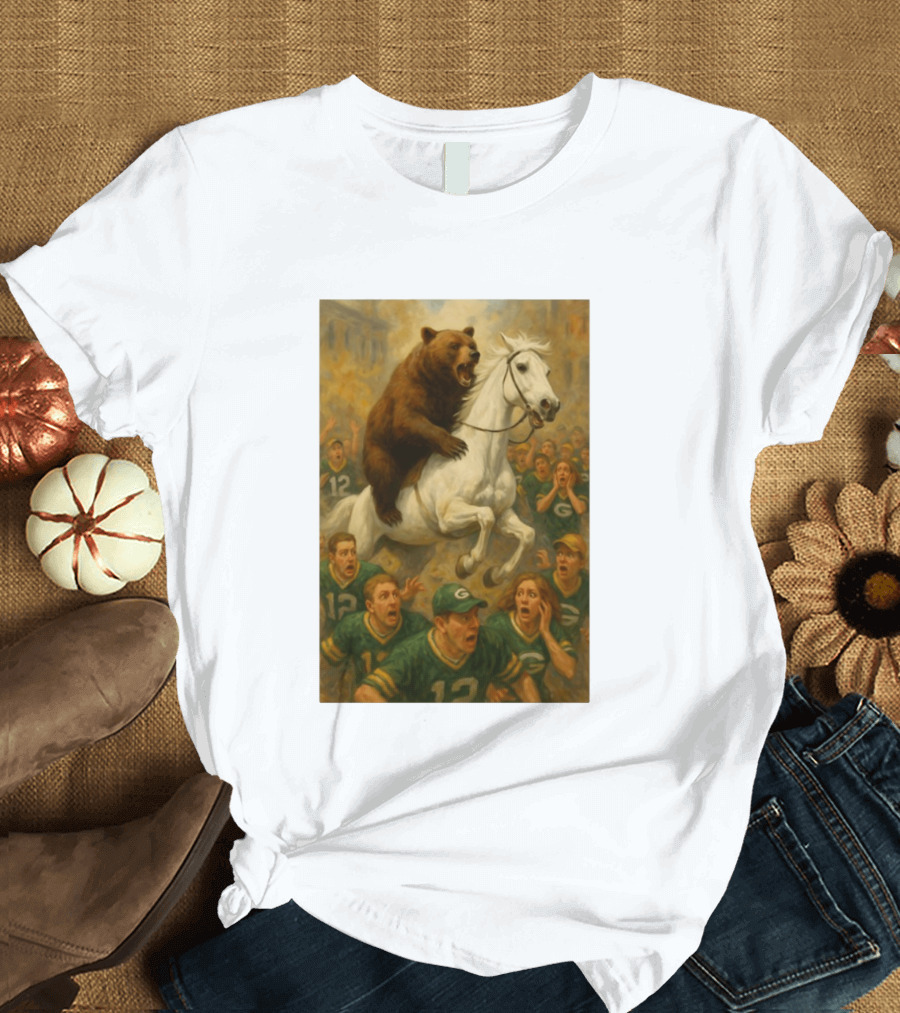 Bear Riding Horse Surprising Green Bay Packers Fans NFL Humor T-Shirt