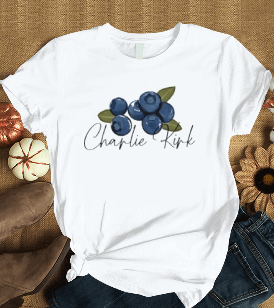 He Is On A Work Trip With Jesus Charlie Kirk 1993 2025 Blueberries T-Shirt